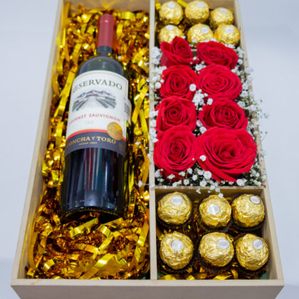 Love Box of Wine, Roses, and Ferreros