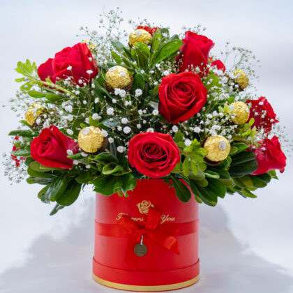 Sweetness Bouquet of 12 Roses and Ferreros
